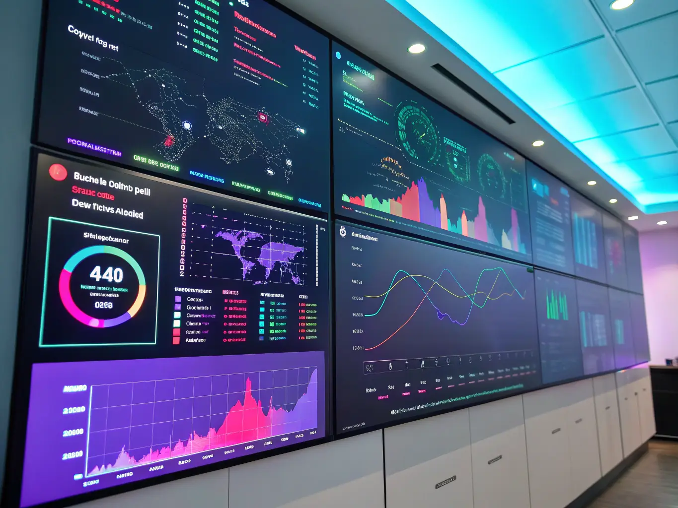 A visual representation of a security operations center (SOC) dashboard, displaying real-time security alerts, threat intelligence feeds, and incident response workflows. The image highlights the importance of proactive security monitoring and incident management.