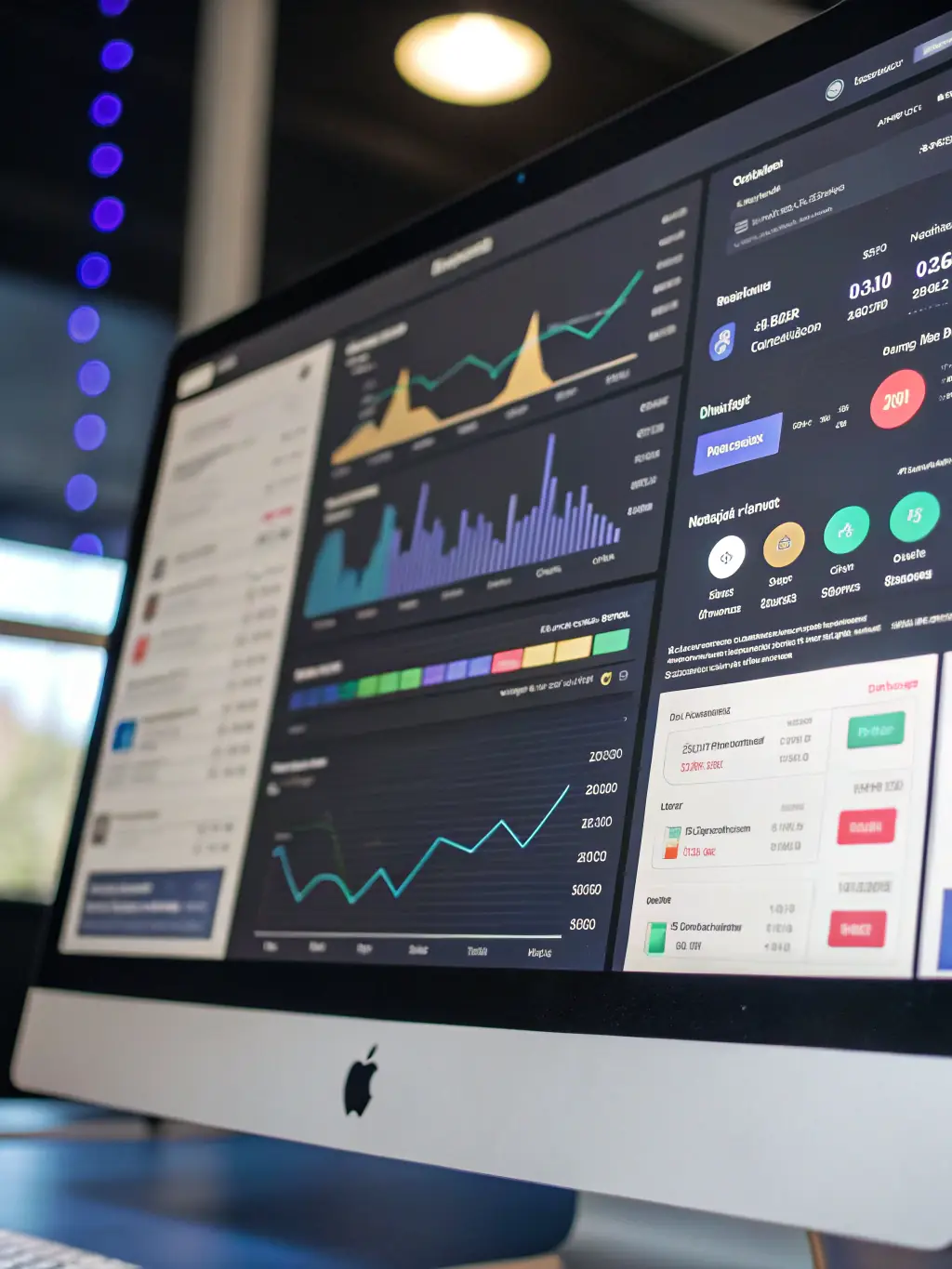 A clean, modern interface of a web application built with React, showcasing a user-friendly dashboard with interactive charts and data visualizations, reflecting Bruma's expertise in web app development.